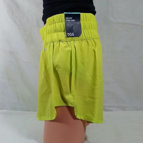 Women's High Rise Waistband Running Stride Shorts-Acid Yellow-Various Sizes-NWT - Picture 4 of 4